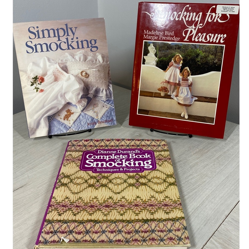 VTG Lot of 3 Smocking Book Dianne Durand Jenny Bradford Madeline Bird Embroidery